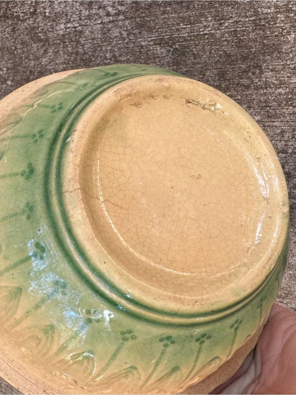 Decorative Green and Cream Ceramic Bowl Planter